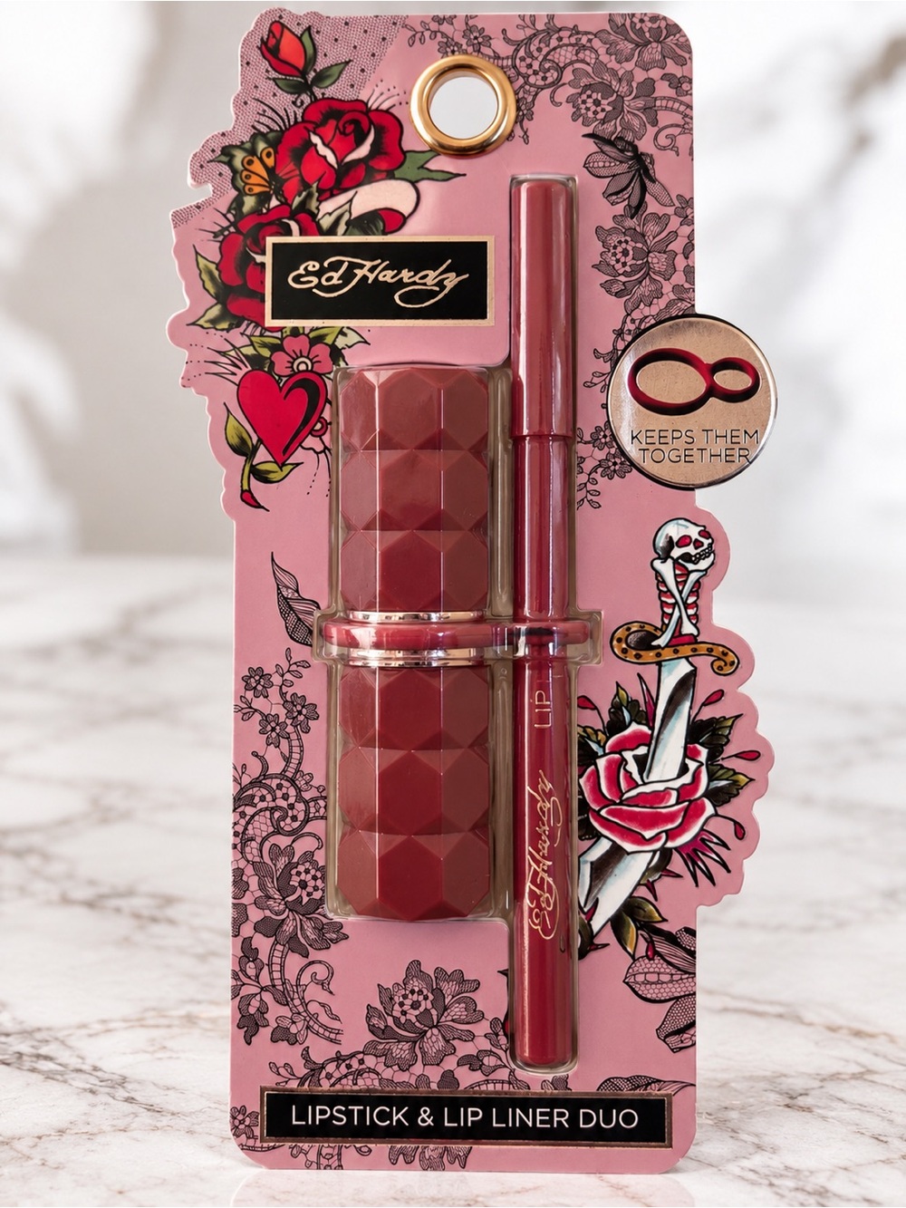 Ed Hardy Lipstick & Lip Liner Duo – Tattoo Rose Y2K Makeup Set New In Package - Picture 1 of 2